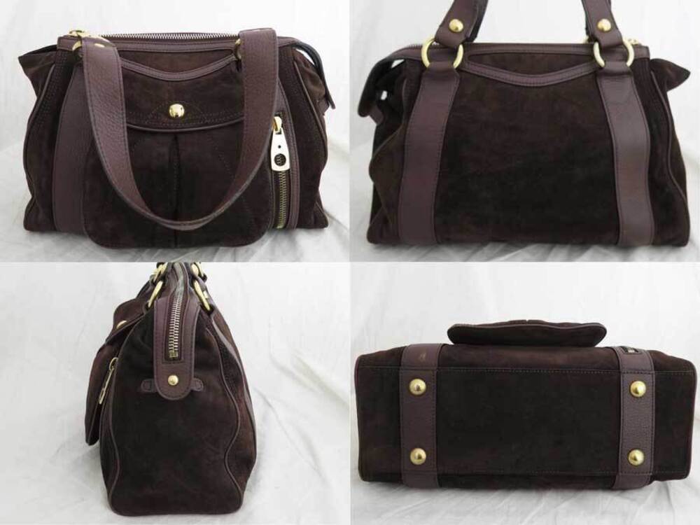 Celine handbag brown leather shoulder Macadam bag suede Brown